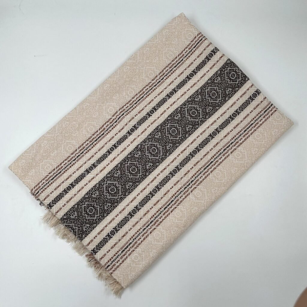 Brocade Stripe Scarf — Ivory