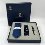 Brocade Silk Tie — Navy